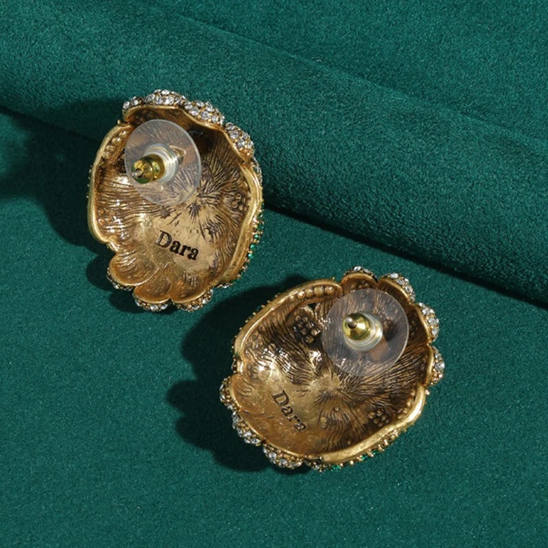 Petalune™ Vintage Sunflower Crystal Stud Earrings