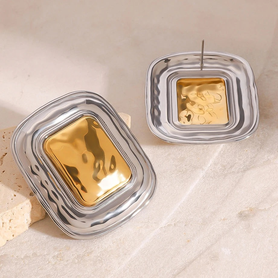 Célianne™ Geometric Gold & Silver Square Earrings