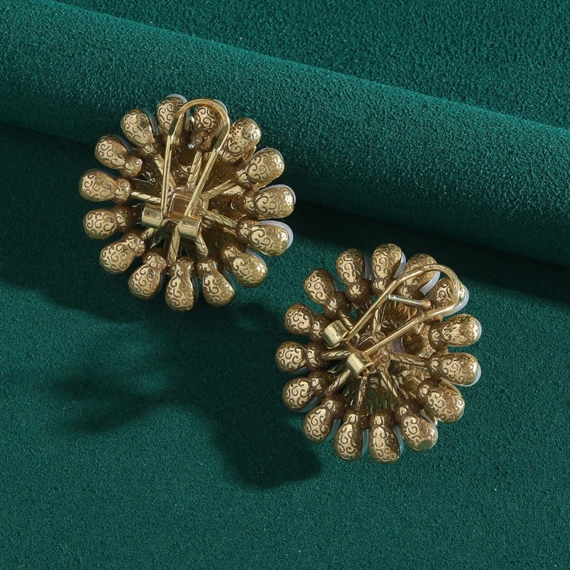 Helia™ Luxury Gold Pearl Flower Statement Earrings