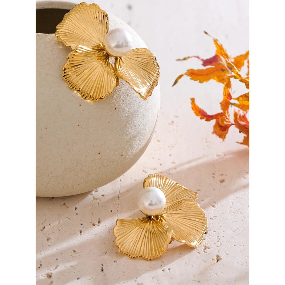 Fiorenza™ Grand Bloom Pearl Stud Earrings