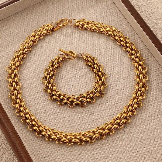 Amélie™ Gold-plated and Silver-plated Braided Mesh Chain Jewelry Set