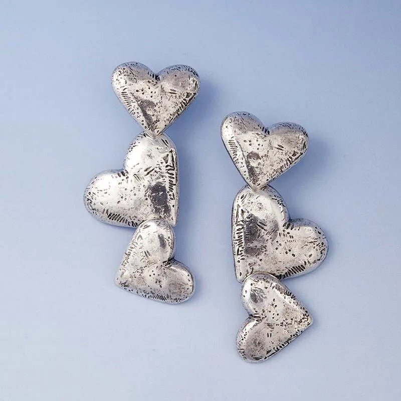 Darielle™ Platinum Heart Drop Earrings