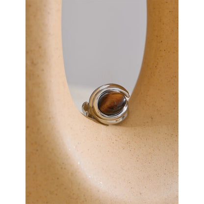 Isaline™ Geometric Stainless Steel Tiger Eye Ring