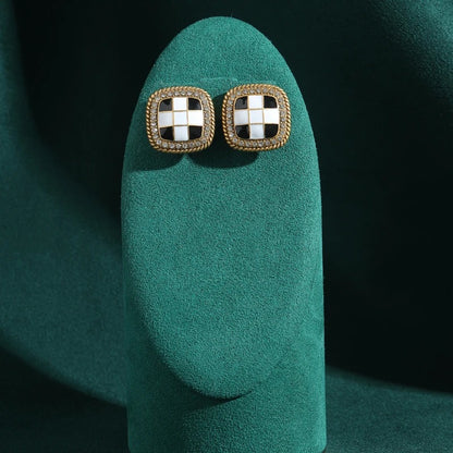 Tivrent™ Vintage Black & White Square Crystal Earrings