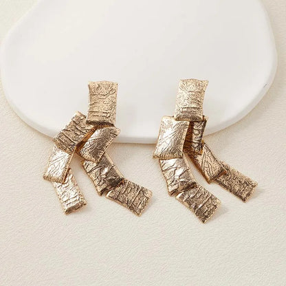 Fleurine™ Gold Textured Square Stacked Earrings