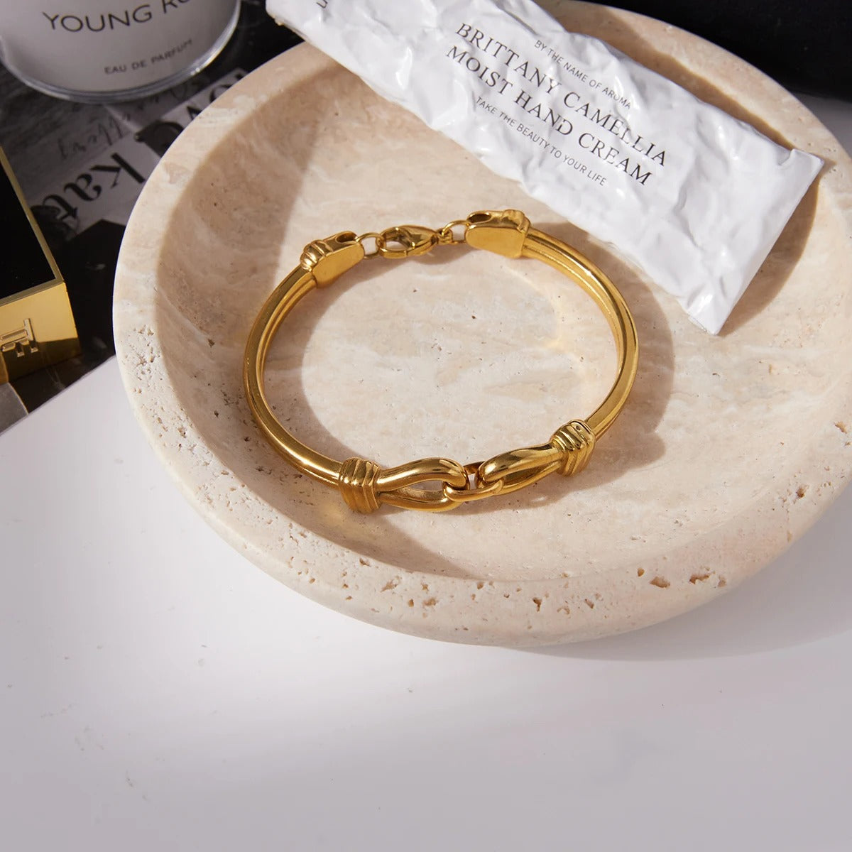 Cléa™ Lucky Wishbone 18K Gold Stainless Steel Bracelet