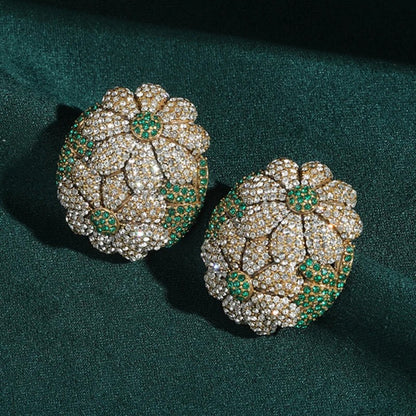 Petalune™ Vintage Sunflower Crystal Stud Earrings