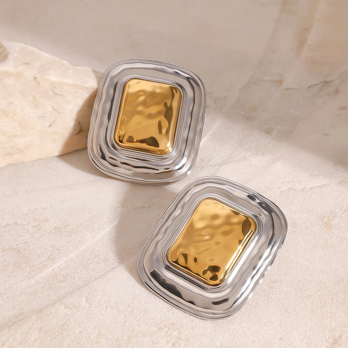Célianne™ Geometric Gold & Silver Square Earrings