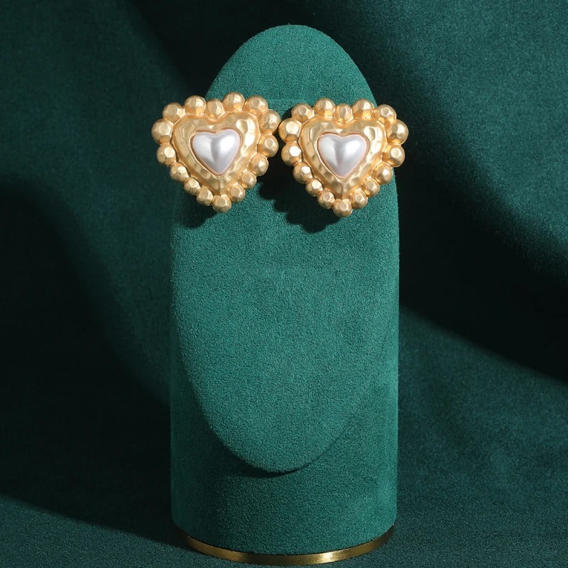 Alvaria™ Vintage Gold Pearl Bridal Stud Earrings