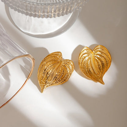 Adelora™ Gold Leaf Statement Stud Earrings