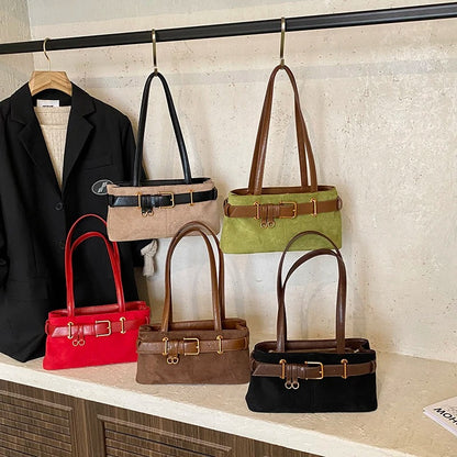 Laura™ Retro Suede Square Shoulder Handbag