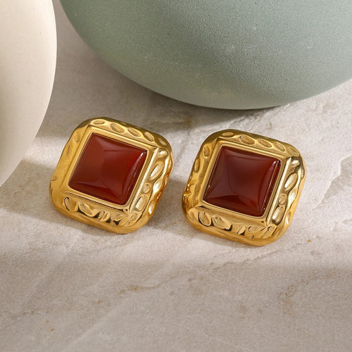 Evrance™ Square Onyx & Turquoise Statement Earrings