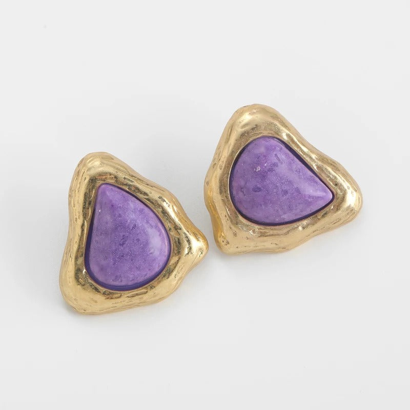 Feyora™ Vintage Purple Triangle Stone Earrings