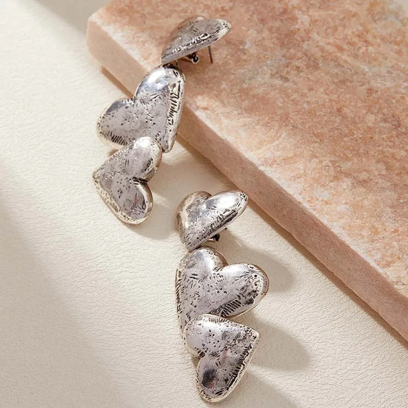 Darielle™ Platinum Heart Drop Earrings
