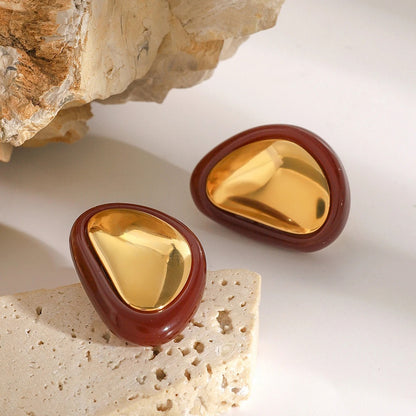 Damiens™ Vintage Black & Red Resin Stud Earrings