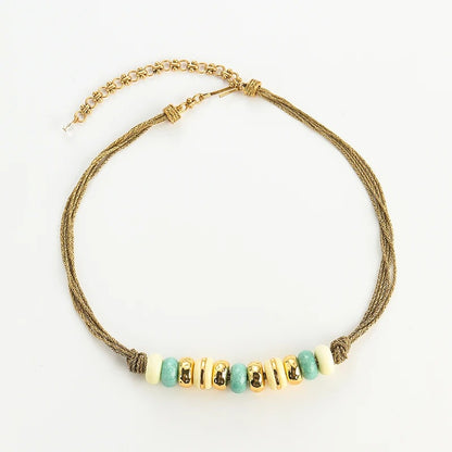 Delphine™ Vintage Gold Opal Clover Beaded Necklace