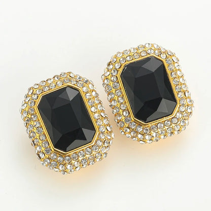 Asvent™ Vintage Black Crystal Square Stud Earrings