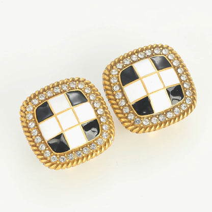 Tivrent™ Vintage Black & White Square Crystal Earrings
