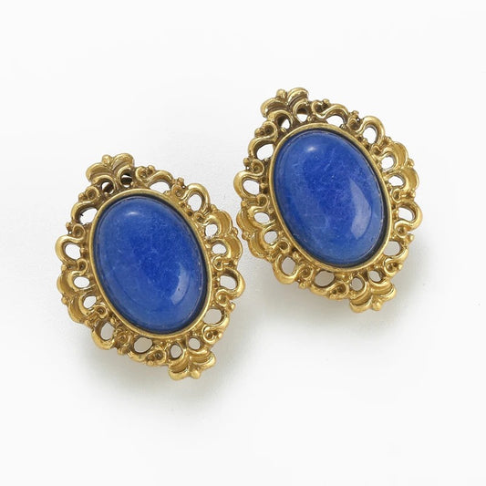 Aurora™ Vintage Blue Natural Stone Oval Earrings