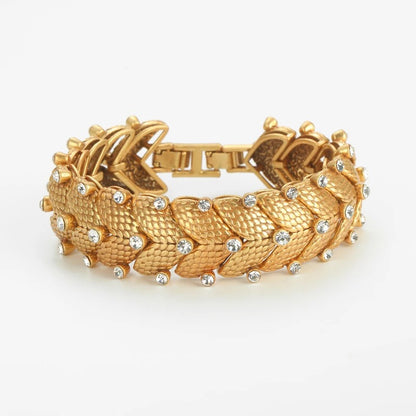 Bivante™ Vintage White Crystal Snake-Pattern Gold Bracelet