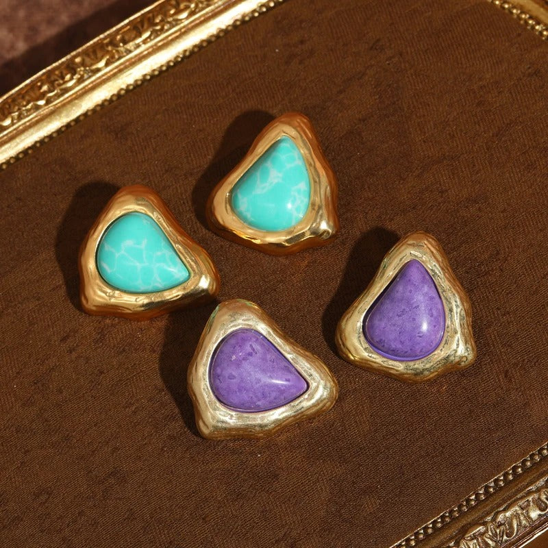 Feyora™ Vintage Purple Triangle Stone Earrings
