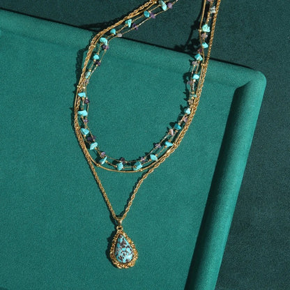 Dioralis™ Vintage Turquoise Amethyst Layered Necklace