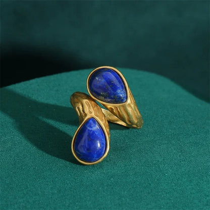 Jovelle™ Vintage Tiger Eye Teardrop Adjustable Ring
