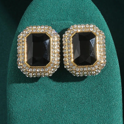 Asvent™ Vintage Black Crystal Square Stud Earrings