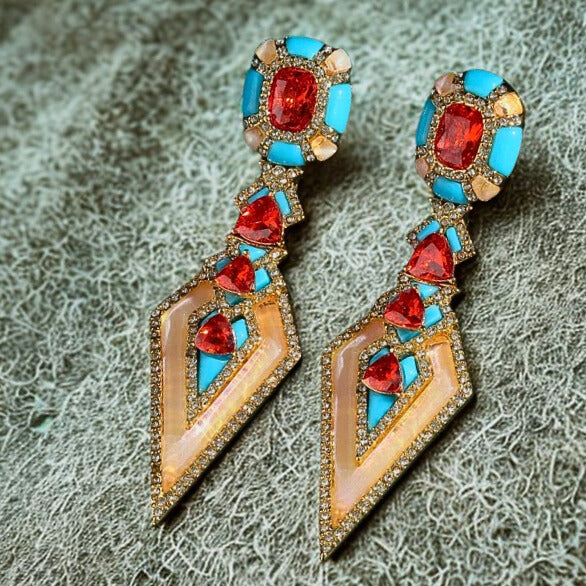 Noravelle™ Bold Vintage Crystal Statement Earrings