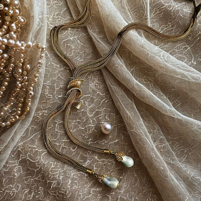 Orlinne™ Boho Baroque Pearl Pendant Necklace – Vintage-Inspired Gold Charm