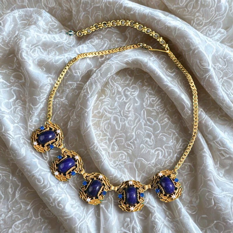Olivara™ Vintage Bohemian Blue Stone Choker Necklace