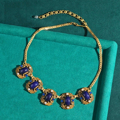 Olivara™ Vintage Bohemian Blue Stone Choker Necklace