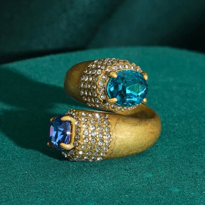 Olyndra™ Bold Leopard Blue Stone Statement Ring