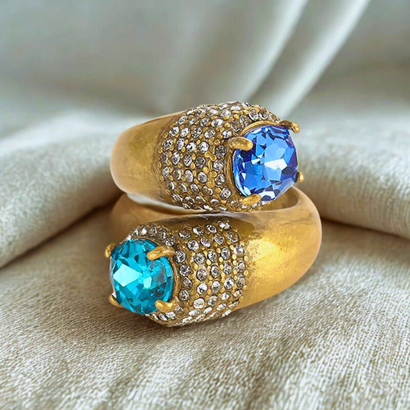 Olyndra™ Bold Leopard Blue Stone Statement Ring