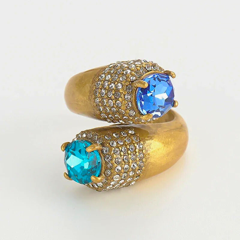 Olyndra™ Bold Leopard Blue Stone Statement Ring