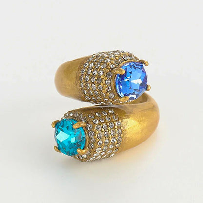Olyndra™ Bold Leopard Blue Stone Statement Ring