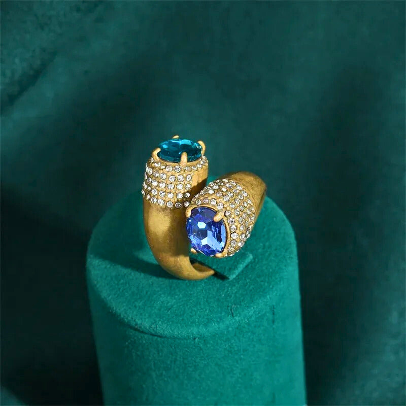 Olyndra™ Bold Leopard Blue Stone Statement Ring