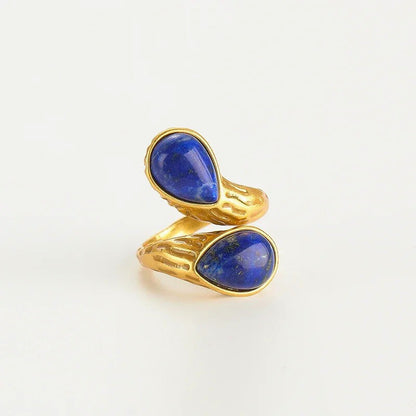Jovelle™ Vintage Tiger Eye Teardrop Adjustable Ring
