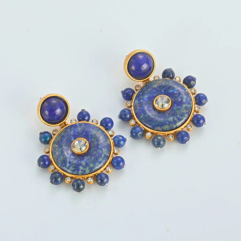 Saphara™ Vintage Sapphire Disc Statement Earrings