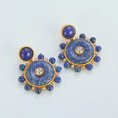 Saphara™ Vintage Sapphire Disc Statement Earrings