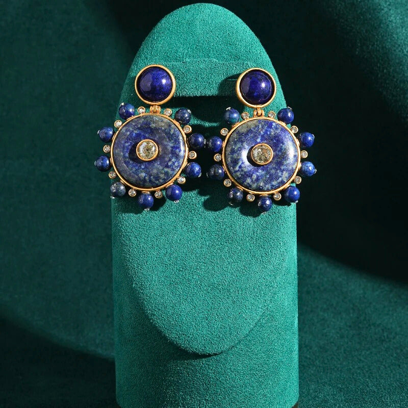 Saphara™ Vintage Sapphire Disc Statement Earrings